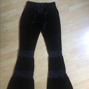 Black velvet bell bottoms